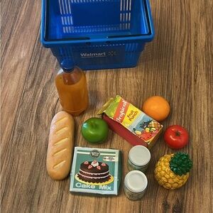 Walmart Blue Shopping Basket with Assorted Play Food